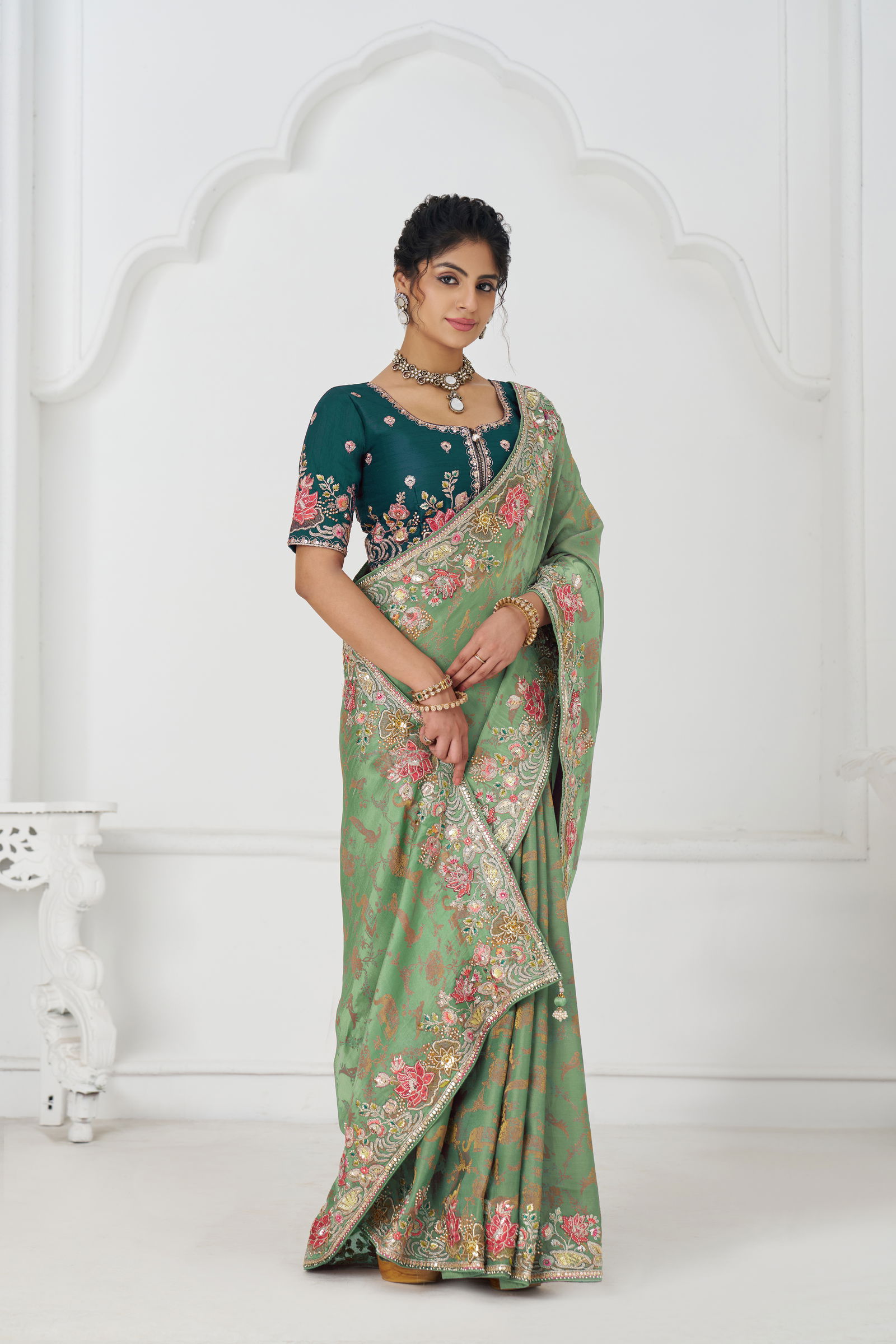Kf  112 Green Pure Dola Viscouse Silk Saree Wholesale Clothing Suppliers In India
